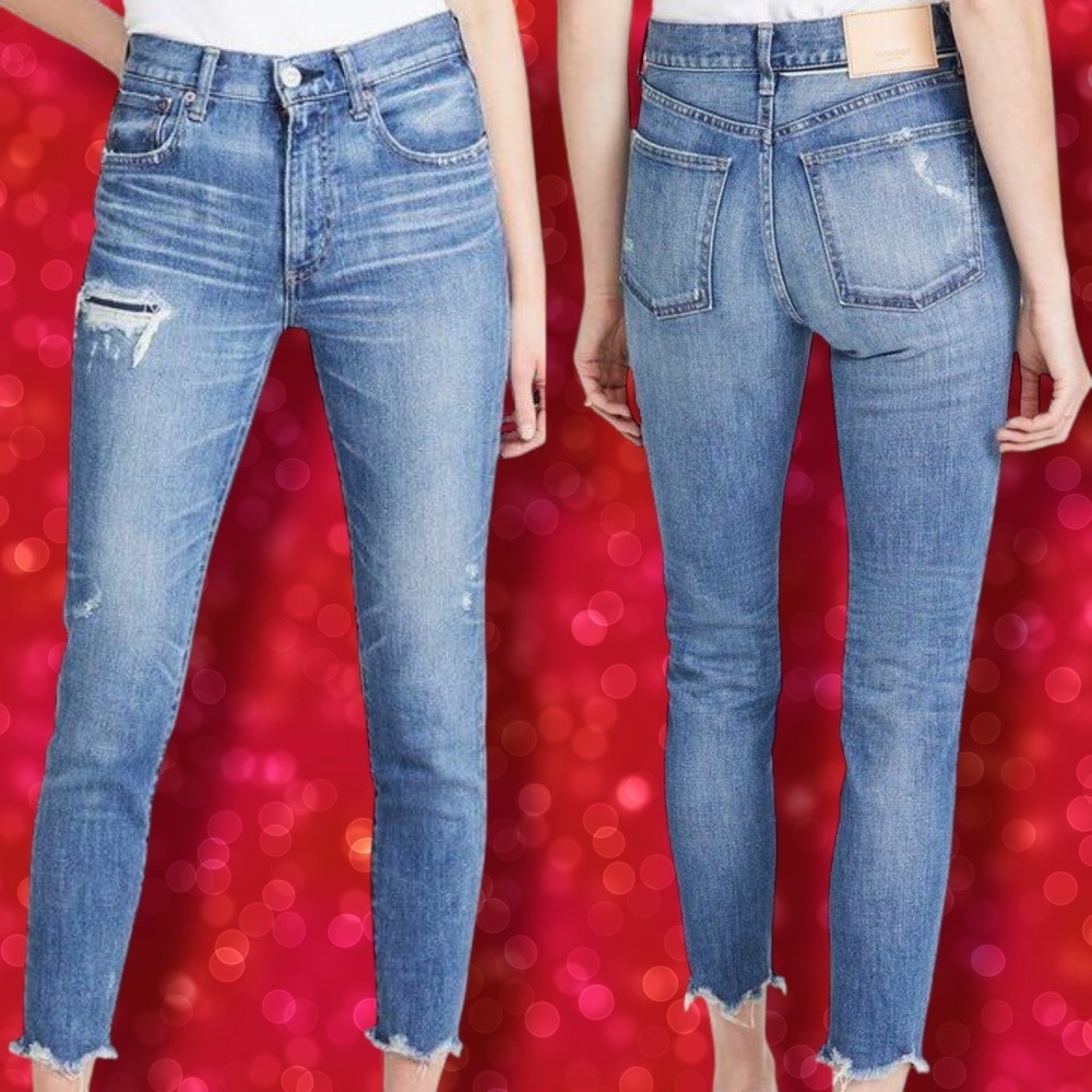 NWT Moussy Vintage ‘Hammond’ Skinny High-Rise Distressed Jeans in “110 Blue” 24